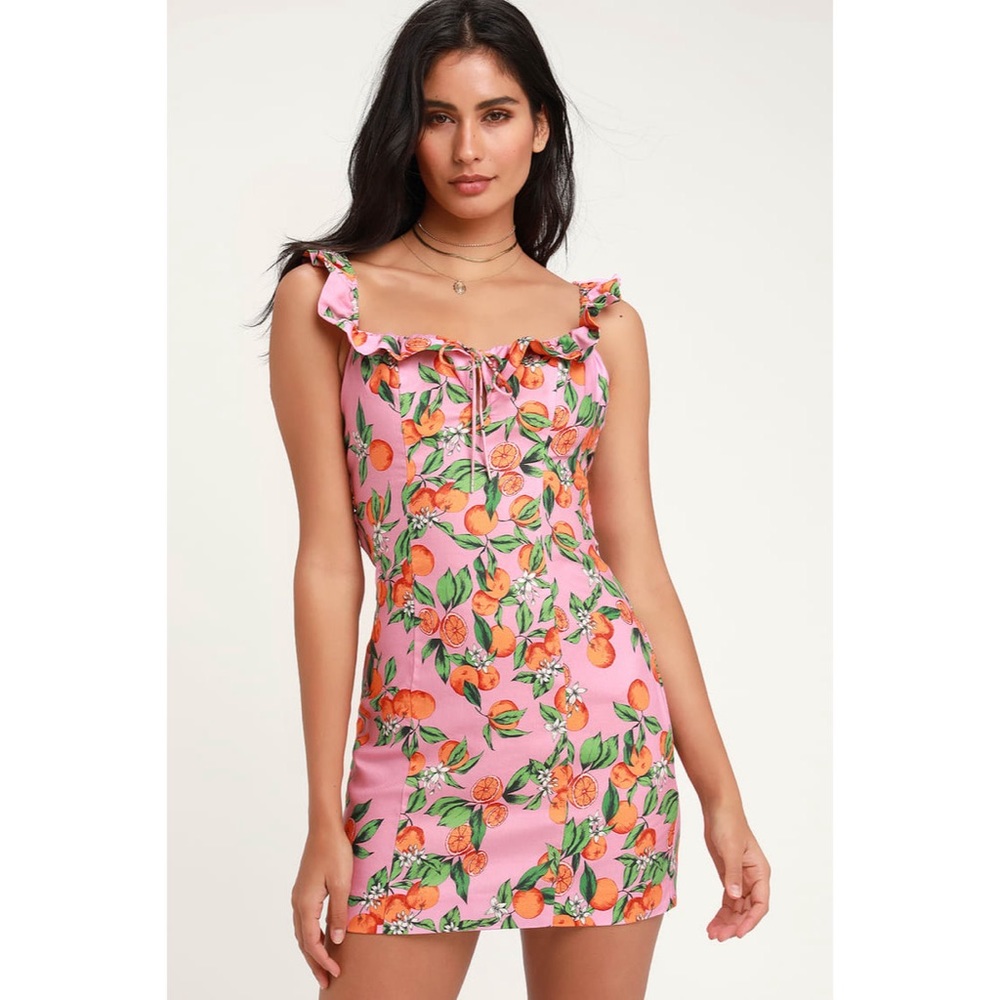 NWT XS Finders Keepers Aranciata Ruffle Tie-Back Mini Dress